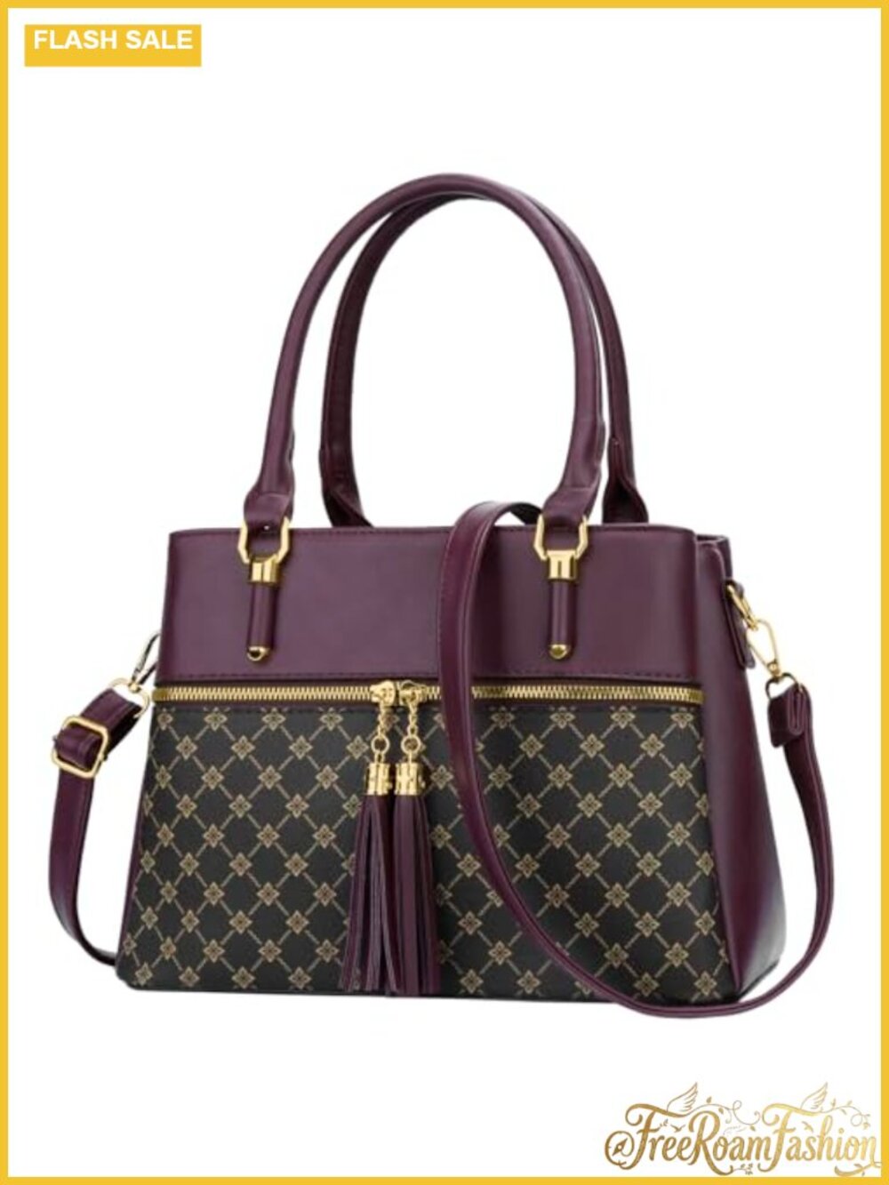 Vegan PU Leather Satchel Handbag Top Handle Crossbody Bag